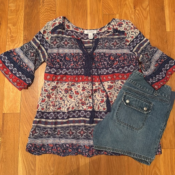 Blouse & shorts maternity Motherhood boho top jeans denim Bohemian old navy M 10 - Picture 3 of 17